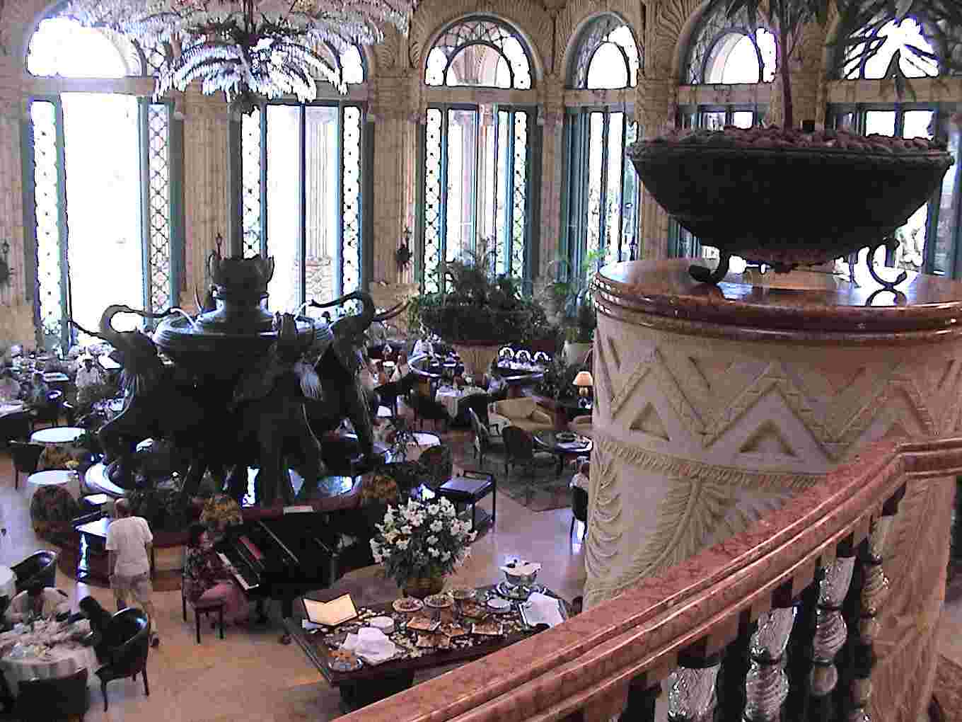 The Crystal Court at the Palace Hotel.