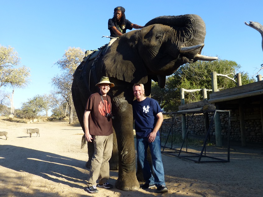 Bob, Tim, and elephant. Photo by FG.