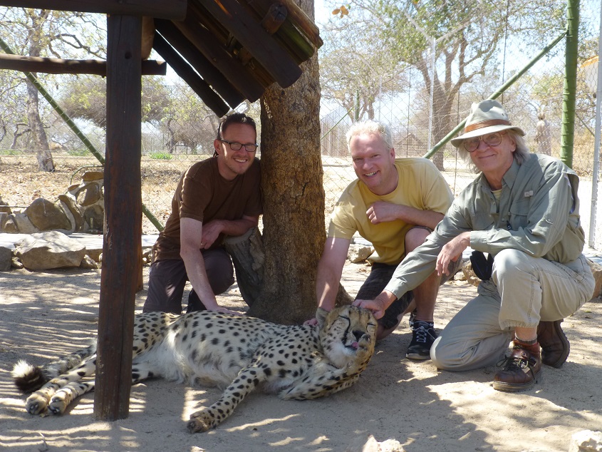 Petting a cheetah. Photo by Ryan, or maybe it was one of the staff members.