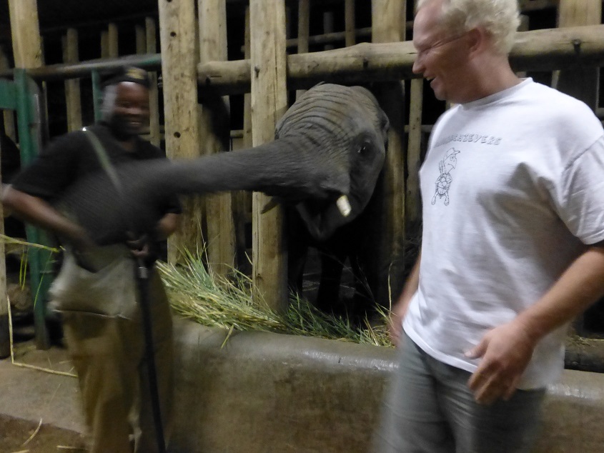 Tim and an elephant.  Photo by FG.