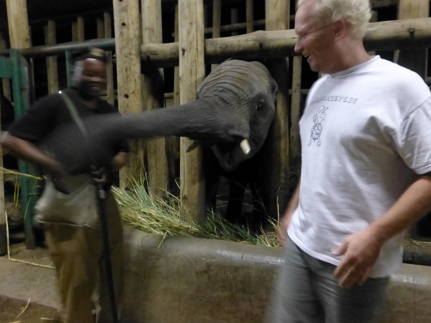 Tim and an elephant. Photo by FG.
