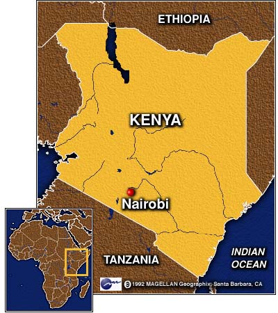 Map showing Nairobi.