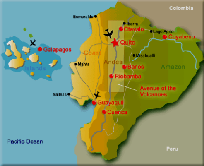 Map of Ecuador.  Found on the Internet.