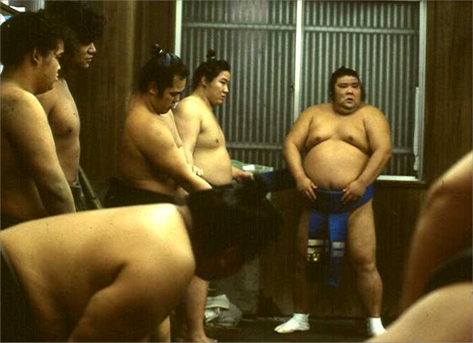Wrestlers at Asakusabashi.  Photo by Dad.