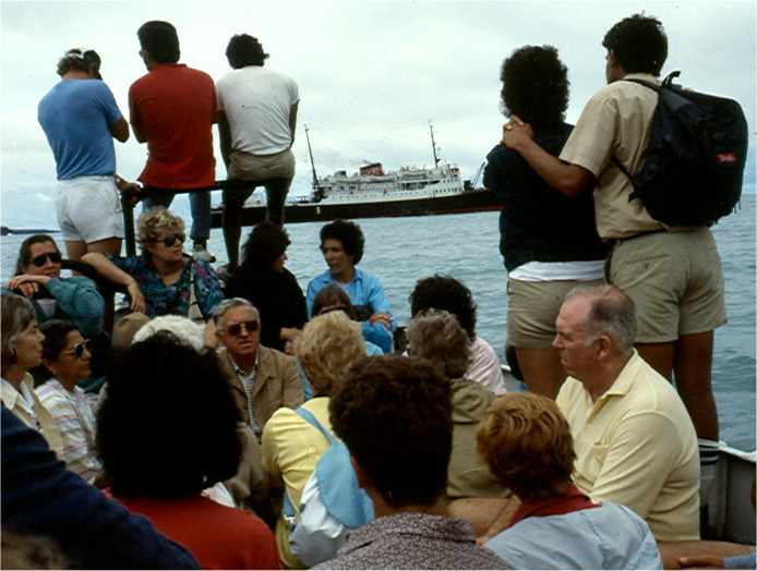 Boats ferried us back and forth between land and the Bucanero. Photo by FG.