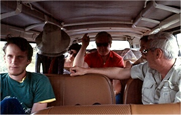 Bob at the left, and the other safari goers in our vehicle. Photo by FG.