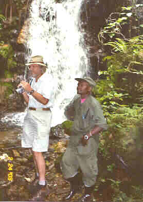 We stay at Munyaga Falls only briefly before heading back to camp.  My trusty video camera is always at the ready.  Photo by Jungle Jim.